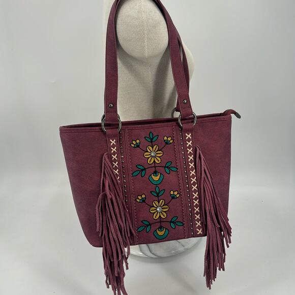NWOT Wrangler Concealed Carry Embroidered Floral Fringe Handbag - Picture 1 of 9